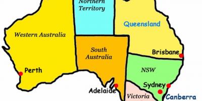Karta över Australien med stater
